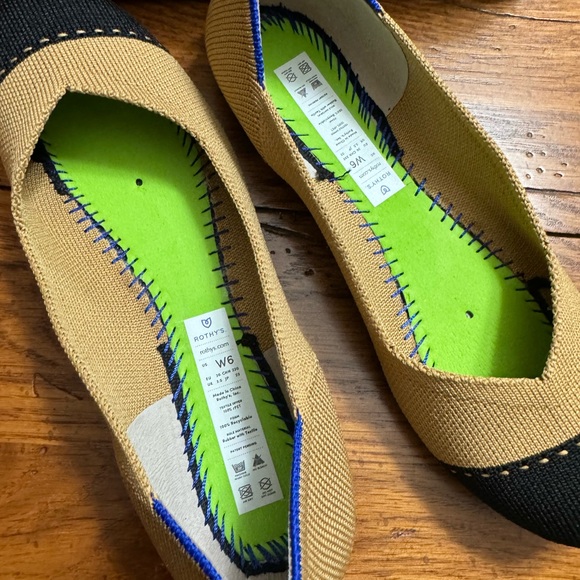 Rothy's Camel & Black Cap-Toe Flats - Picture 2 of 7